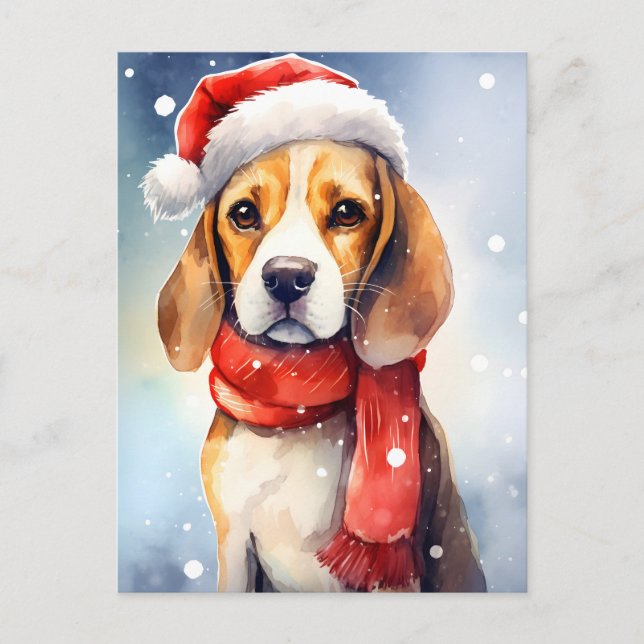 Beagle Weihnachten Postkarte (Vorderseite)