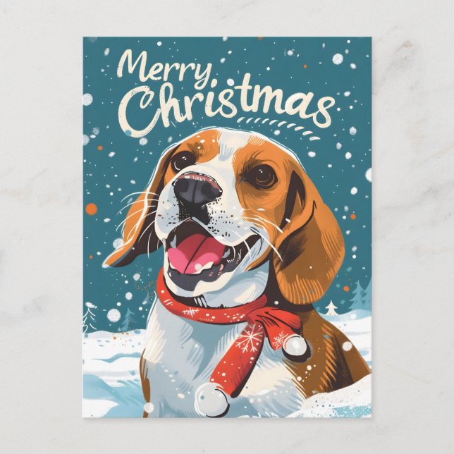 Beagle Weihnachten Postkarte (Vorderseite)