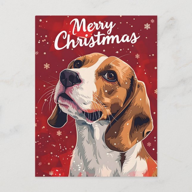 Beagle Weihnachten Postkarte (Vorderseite)
