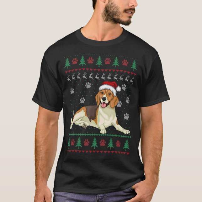 Beagle Weihnachten Rinder Ugly Sweater Hund Xmas 1 T-Shirt (Vorderseite)