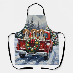 Beagle Weihnachten Rotes Lastwagen Urlaub Schürze