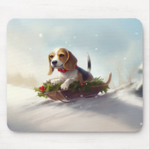 Beagle Weihnachten Schnee Winter Mousepad