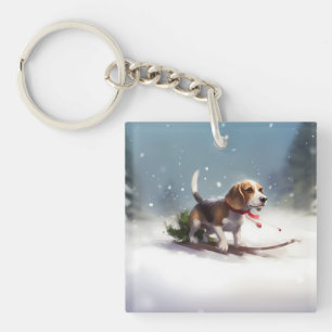 Beagle Weihnachten Schnee Winter Schlüsselanhänger