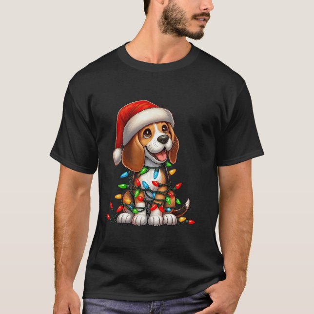 Beagle Weihnachten Weihnachtsmannmütze Jungs Mädch T-Shirt (Vorderseite)