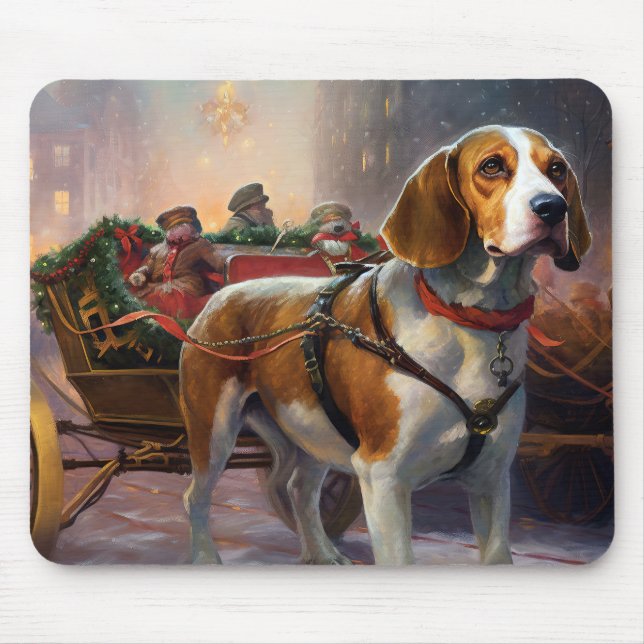 Beagle Weihnachts-Feiertage Mousepad (Vorne)