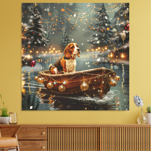 Beagle Weihnachts-Festfahrt Leinwanddruck
