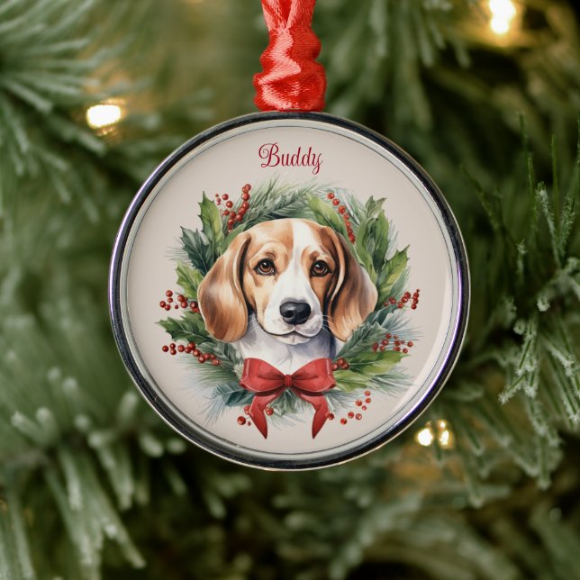 Beagle Weihnachts-Haustier-Gedächtnisrasse Hunde Z Ornament Aus Metall (Baum)