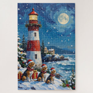 Beagle Weihnachts Leuchtturm Urlaub Puzzle