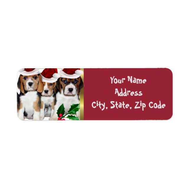 Beagle Weihnachtsanschrift Labels (Vorne)
