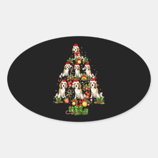 Beagle Weihnachtsbaum Beagle Hund Liebe Weihnachts Ovaler Aufkleber