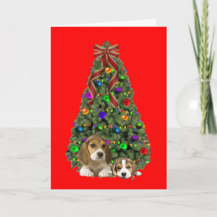 Beagle Weihnachtsbaum Feiertagskarte