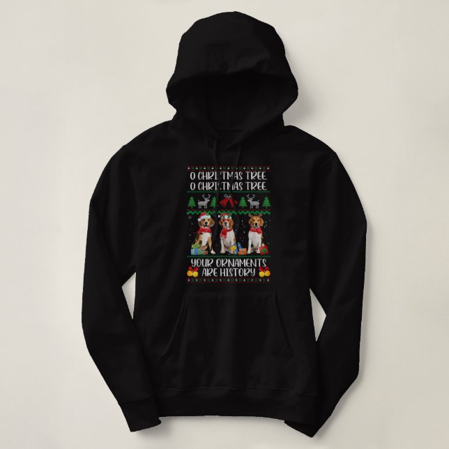 Beagle Weihnachtsbaum Funny Pajama Beagle Liebhabe Hoodie (Design vorne)