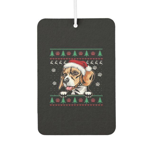 Beagle Weihnachtsbaum Hund Xmas Oversifizierter T  Autolufterfrischer (Vorderseite)
