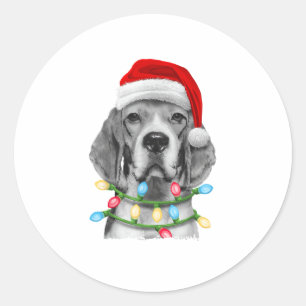 Beagle Weihnachtsbaum Lichter Weihnachten Weihnach Runder Aufkleber