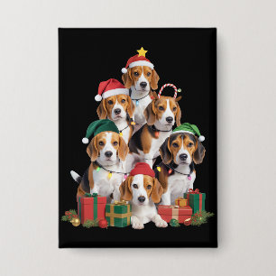 Beagle-Weihnachtsbaum mit Santa-Hut Hundemama Hund Button