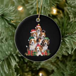 Beagle-Weihnachtsbaum mit Santa-Hut Hundemama Hund Keramik Ornament
