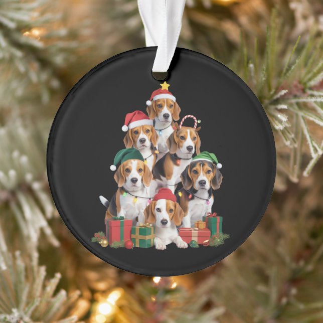 Beagle Weihnachtsbaum mit Weihnachtsmannmütze Hund Ornament (Baum)