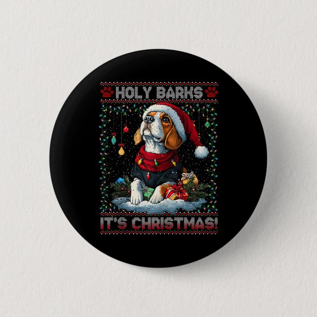 Beagle Weihnachtsbaumleuchten Dekorationen Hund Lo Button (Vorderseite)