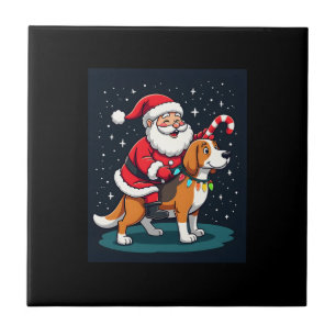 Beagle Weihnachtsbeleuchtung Weihnachtsmann Reitet Fliese