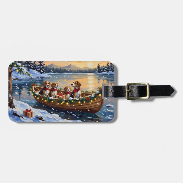 Beagle Weihnachtsboot-Feiertag Gepäckanhänger (Vorderseite horizontal)