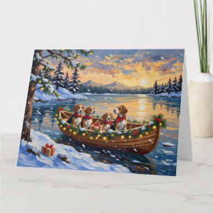 Beagle Weihnachtsboot-Feiertag Karte