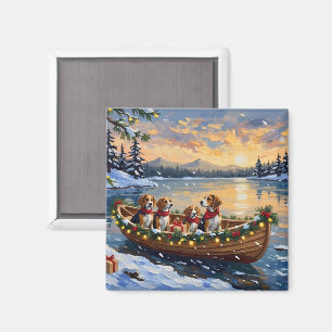 Beagle Weihnachtsboot-Feiertag Magnet