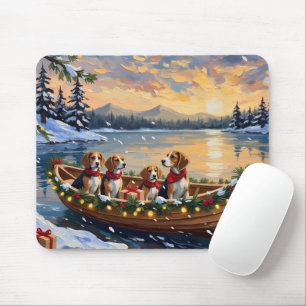 Beagle Weihnachtsboot-Feiertag Mousepad