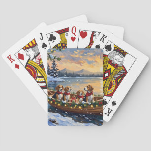 Beagle Weihnachtsboot-Feiertag Spielkarten
