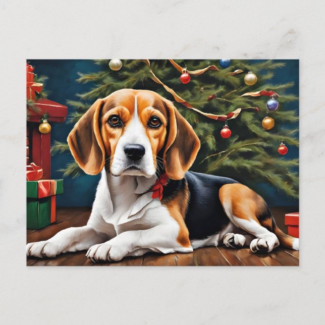 Beagle Weihnachtsfeiertag Postkarte (Vorderseite)