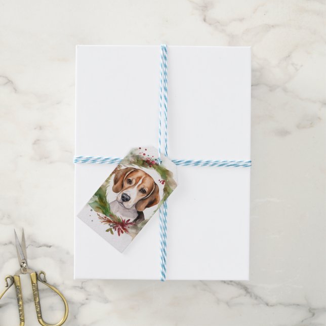Beagle Weihnachtsfest Geschenkanhänger (Mit Garn)