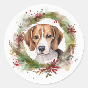 Beagle Weihnachtsfest Runder Aufkleber
