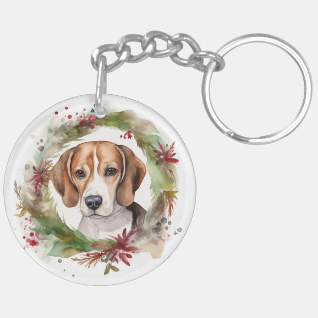 Beagle Weihnachtsfest Schlüsselanhänger (Rückseite komplett)