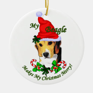 Beagle-Weihnachtsgeschenk-Verzierung Keramikornament