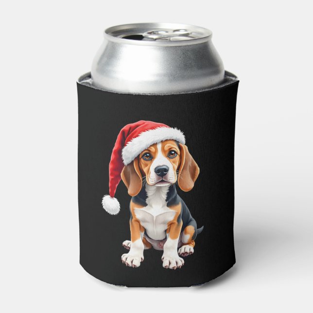 Beagle Weihnachtshund Long Sleeve T - Shirt Dosenkühler (Kanne Vorderseite)