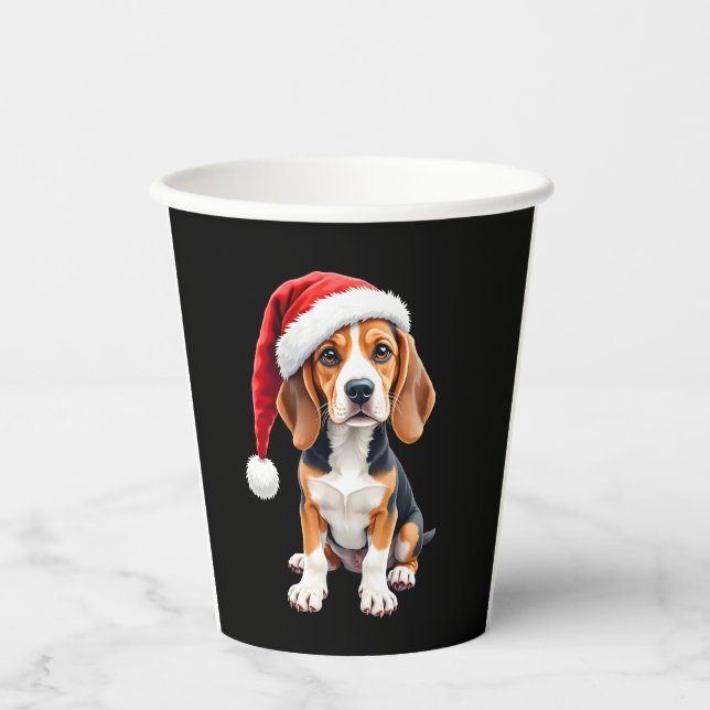 Beagle Weihnachtshund Long Sleeve T - Shirt Pappbecher (Vorderseite)