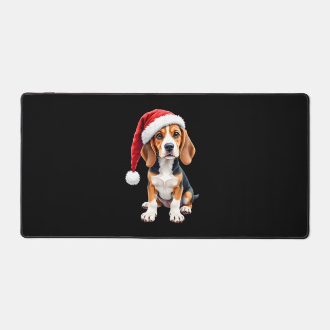 Beagle Weihnachtshund Long Sleeve T - Shirt Schreibtischunterlage (Vorderseite)