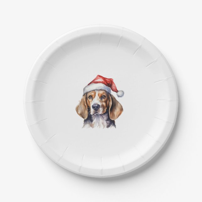 Beagle Weihnachtshund Pappteller (Vorderseite)