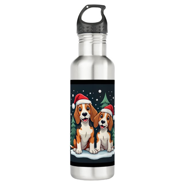 Beagle Weihnachtshundebesitzer Xmas Urlaub Pajama  Edelstahlflasche (Vorderseite)