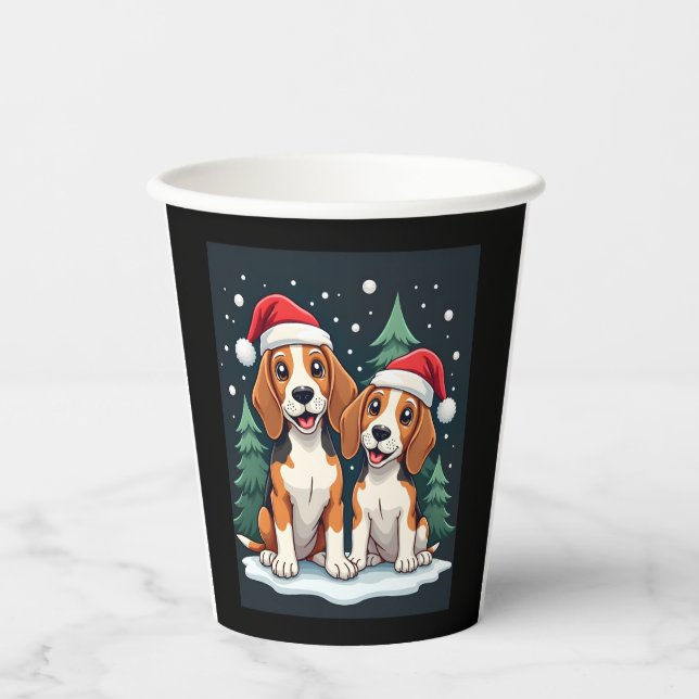 Beagle Weihnachtshundebesitzer Xmas Urlaub Pajama  Pappbecher (Vorderseite)