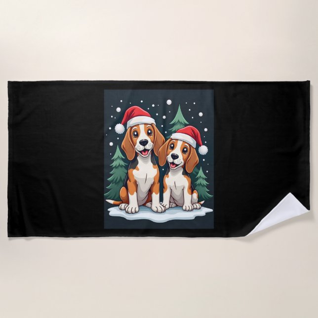 Beagle Weihnachtshundebesitzer Xmas Urlaub Pajama  Strandtuch (Vorderseite)