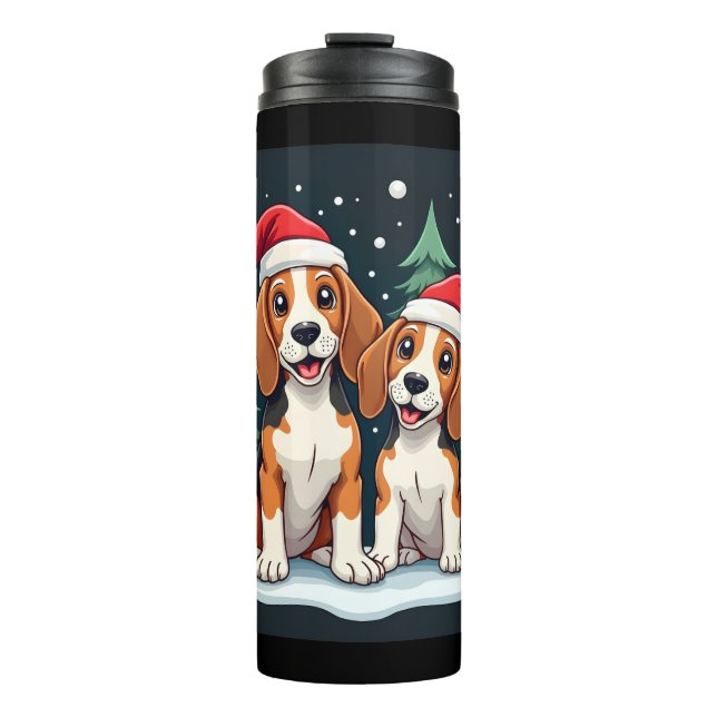 Beagle Weihnachtshundebesitzer Xmas Urlaub Pajama  Thermosbecher (Vorderseite)