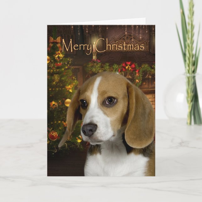 Beagle-Weihnachtskarte Feiertagskarte (Vorderseite)