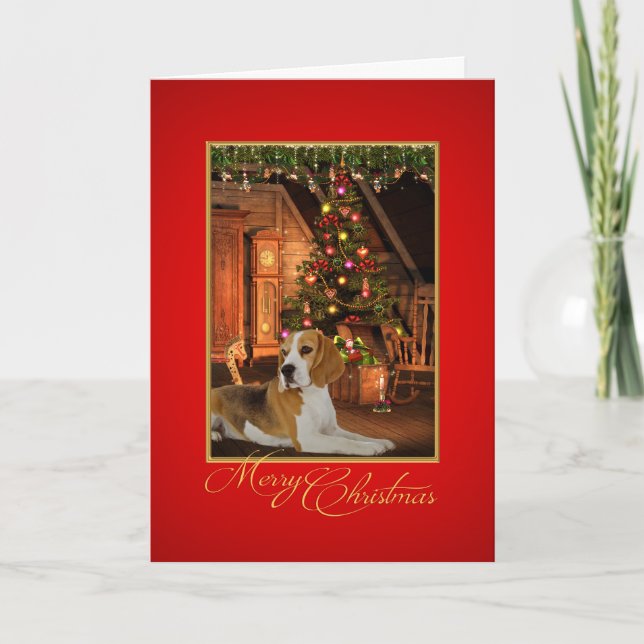 Beagle Weihnachtskarte Feiertagskarte (Vorderseite)