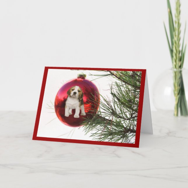 Beagle Weihnachtskartenball Feiertagskarte (Vorderseite)