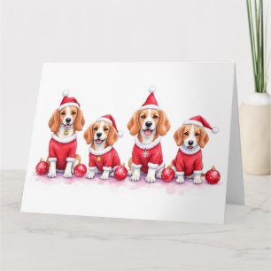Beagle-Weihnachtskleid Santa-Hut Karte