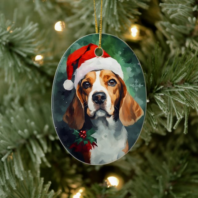 Beagle Weihnachtsmalerei Keramik Ornament (Baum)