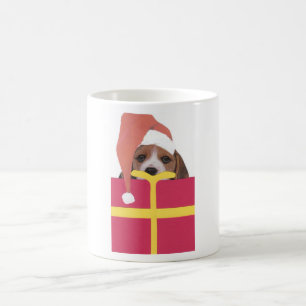 Beagle-Weihnachtsmannmütze-Geschenkboxen Tasse