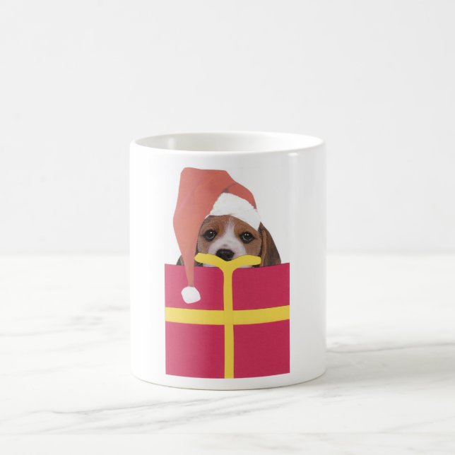 Beagle-Weihnachtsmannmütze-Geschenkboxen Tasse (Mittel)