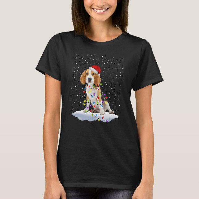Beagle Weihnachtsmannmütze Weihnachtsbaum Light Do T-Shirt (Vorderseite)