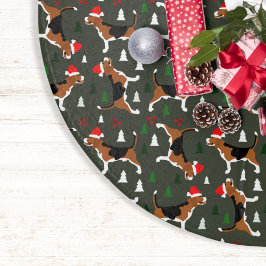 Beagle Weihnachtsmannmütze Weihnachtsbaummuster Polyester Weihnachtsbaumdecke